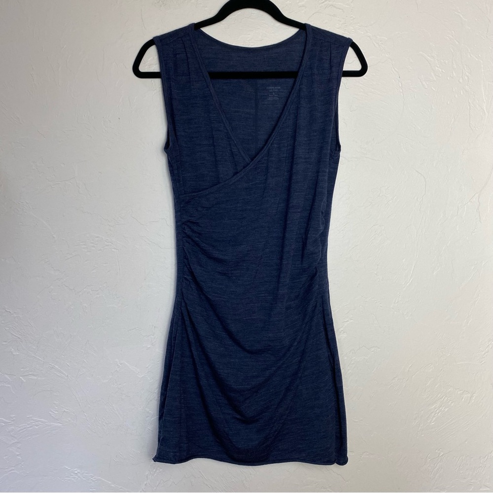 Icebreaker Sleeveless Aria Wrap Dress Dark Blue Small *cut hem* *as is*